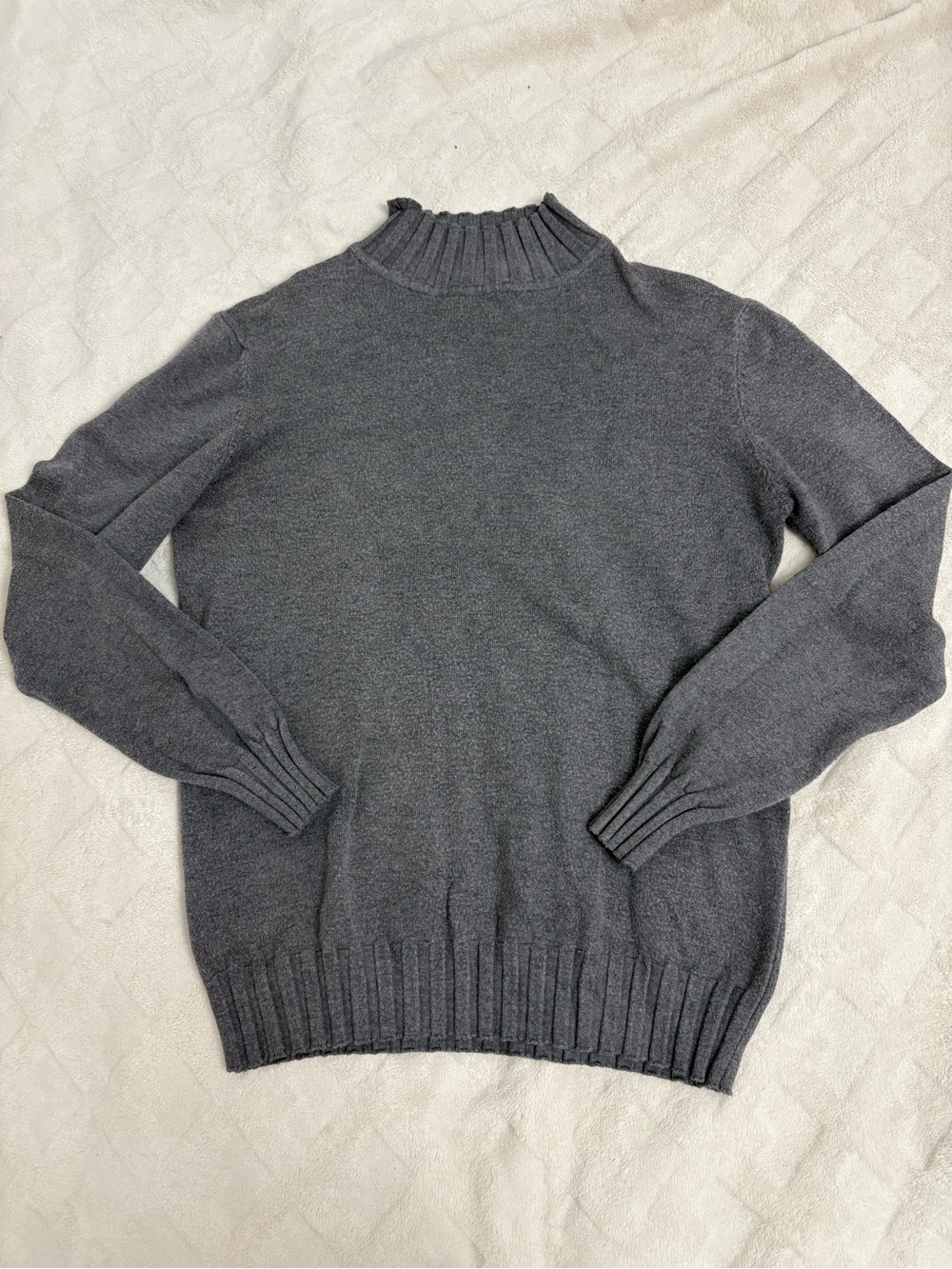 Zara Dark Gray Ribbed Mock Neck Sweater